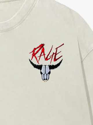 Rage Bull Design Acid Washed Vintage Style T-shirt